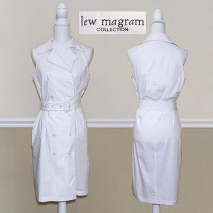 Vint. LEW MAGRAM White Cotton/Spandex Shirt Dress with Belt